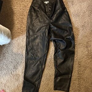 Bar III Black Leather Buttoned Pants